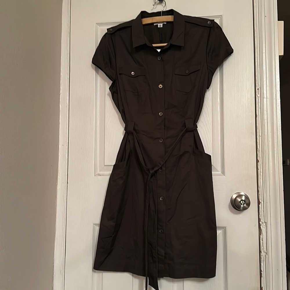 Calvin Klein Safari Shirt Dress 2010s - Button Down - Belt - Dark Brown [NWT]